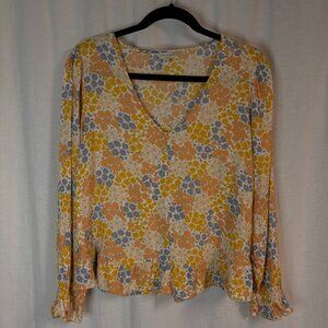 Lucky Brand Floral Peasant Blouse Viscose Top Women’s Small
